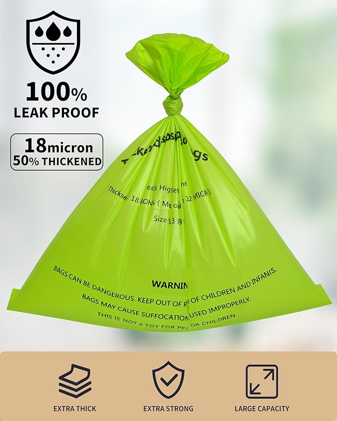 Dog Poop Bags with Dispenser & Holder, Guaranteed Leak Proof, Unscented Extra Thick Heavy Duty Tear-resistant 18-Micron Waste Bag Refill Rolls (Green (105-Bags, 1-Dispenser))