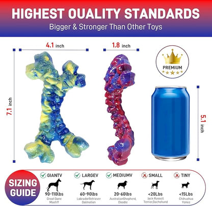 Aelflane 2 Pack Dog Toys for Aggressive Chewers, Indestructible Chew Toys for Dogs, Boredom and Stimulating Best Dog Toys for Medium/Large Breed,Tough Bones for Teeth Cleaning and Training