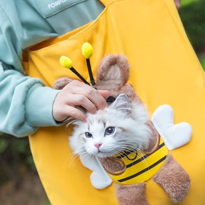 Pet Canvas Shoulder Carrying Bag, Cute Rabbit Shaped Cat Carrier, S Size Portable Kitten & Puppy Tote, Cozy Carriers for Small Dogs, Cats, and Pets, Handbag for Outdoor, Shopping, and Camping