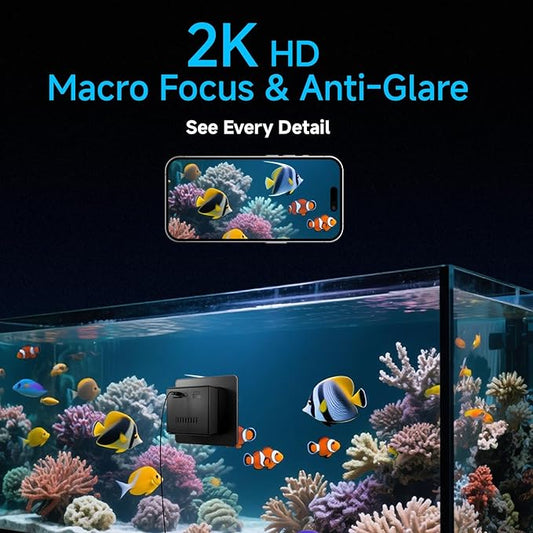 2K HD Aquarium & Terrarium WiFi Pet Camera,140° Wide-Angle Anti-Glare & Anti-Reflection,Night Vision for Fish & Reptiles,Two-Way Audio,Easy & Quick Install,AI-Powered Detection,24/7 Recording