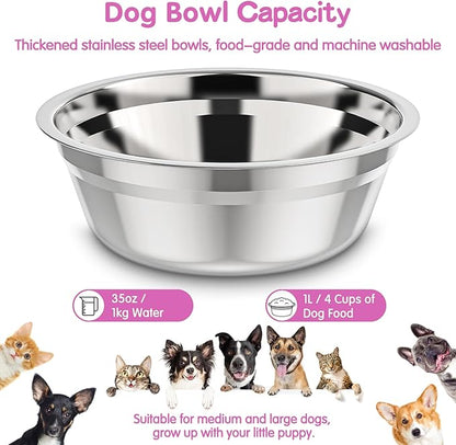XIAZ Elevated Dog Bowls Large Breed Raised Dogs Bowl Stand Large/Medium Sized Dog Stainless Steel Food Water Bowl Stands 5 Heights Adjustable 9/11/12/14in Pet Feeder Dish Station