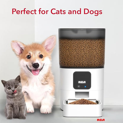 RCA Smart Automatic Pet Feeder 6L WiFi App Control Cat & Dog Food Dispenser with Portion Control, Voice Recorder, Alexa Compatible, BPA-Free Storage & Dishwasher Safe Bowls for Cats Dogs