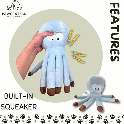 7" Squeaky Plush Toy for Puppies Small Dogs Self Etertainment Washable Soft Made [PET ONLY] (Grey Optopus)