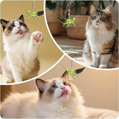 3 Pcs Cat Feather Toys, Interactive Cat Toys with Feather Simulation Insects Grasshopper Refills Interactive Cats Teaser Wand Attachments for Cats Kitten Wand