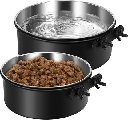 Dog Crate Water Bowl Hanging,2 Pack Stainless Steel Water Food Bowl No Spill for Crate Cage,Kennel Bowls Mountable Coop Cup for Dogs Cats Puppy Rabbit