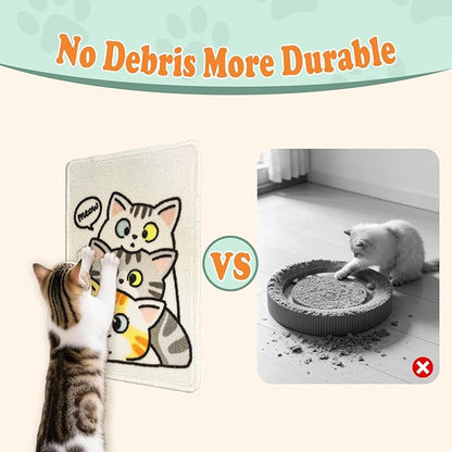 Cat Scratch Mat - 19.69 x 13.78 Inches High-Density Loop Pile Cat Scratcher Pad, Furniture Anti-Scratch Protector, Indoor Cat Scratch Pad for Cat Claw Grinding