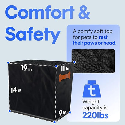 Front and Back Seat Extender for Dogs, Hard Bottom Dog Ramp Stairs for Car, Bed, Sofa or Car Accessories, Black