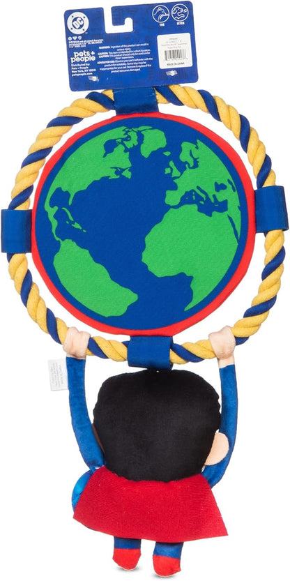 DC Comics Superman 8” Tug & Chew Toy for Dogs, Officially Licensed DC Super Heroes Pet Product