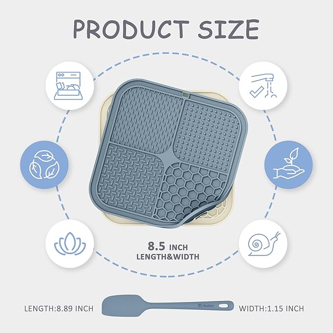 2 Pack Lick Mat for Dogs,Cats,Upgraded 8.5×8.5 inches Licking Mats with Suction Cups,Slow Feeder Licking Pad for Anxiety Relief and Boredom Reducer,Suitable for Dog Training Set 5