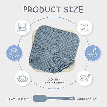 2 Pack Lick Mat for Dogs,Cats,Upgraded 8.5×8.5 inches Licking Mats with Suction Cups,Slow Feeder Licking Pad for Anxiety Relief and Boredom Reducer,Suitable for Dog Training Set 5