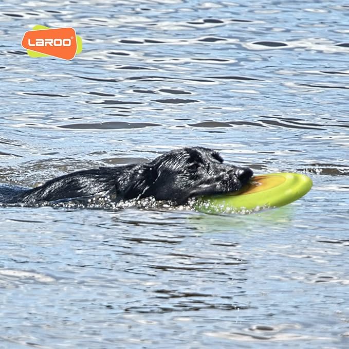 LaRoo Dog Flying Disc, Flying Plate 9.6in Bite Resistant Floating Interactive Tossing Toys, Chew Toy for Training Summer Party Outdoor Playing Puppy Medium Large Dogs Birthday