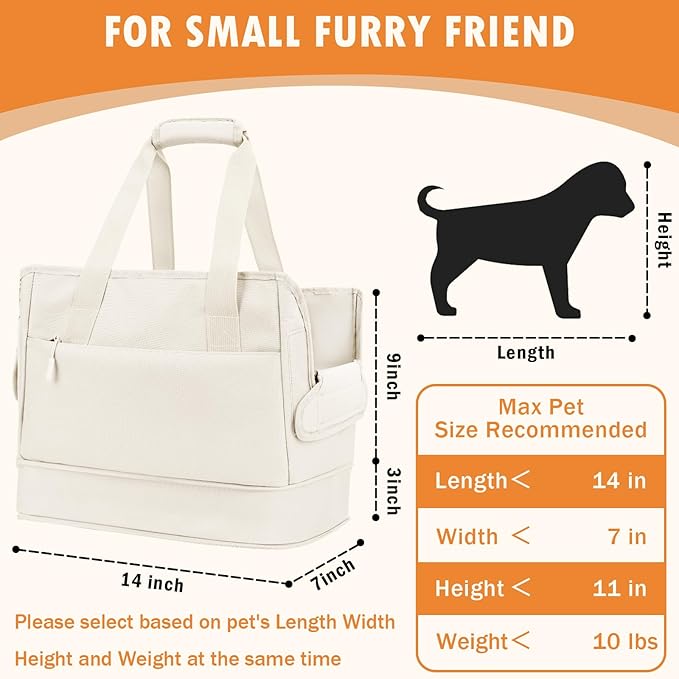 Dog Purse Carrier for Small Dogs Under 10 lbs with Pockets Adjustable Soft Sided Pad Extendable Dog Carriers Tote for Puppies with Safety Leash Clip for Travel Shopping (Dark Gray)