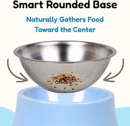 Elevated Spaniel Dog Bowl, Melamine Raised Dog Food Bowl for Long-Eared Dogs, Raised Dog Bowls for Small & Medium Dogs, Stainless Steel Inner Bowl, Non-Slip Base (Light Blue, M (420 ML / 1.5 Cups))