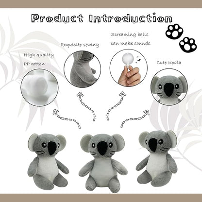 Koala Plush Dog Toy Squeaky Toy, Interactive Hide and Seek Replacement Dog Toys for Small & Medium Dogs (3Pcs Squeaky Koala)