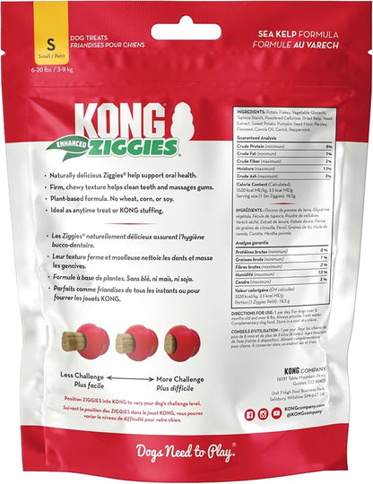 KONG Classic Toy & Enhanced Ziggies Treats Combo Pack - Durable Chew Toy for Dogs - with Enhanced Ziggies Treats - Dog Accessories for Fun & Health - for Small Dogs
