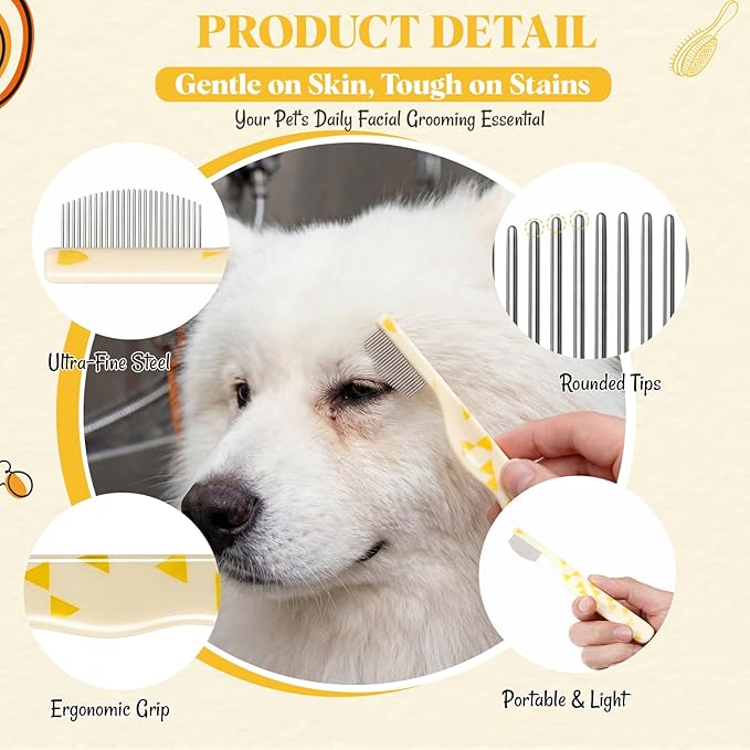 Pet Eye Comb Bulk Stainless Steel Facial Comb for Dogs Cats Gentle Tear Stain Remover Cat Grooming Kit