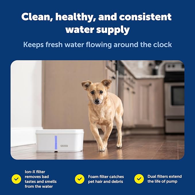 PetSafe Viva Pet Fountain - Encourages Healthy Hydration - Automatic Water Dispenser with Double Filtration - Ultra Quiet Water Fountain - Easy to Assemble - Dishwasher Safe - Stainless Steel - 140 oz