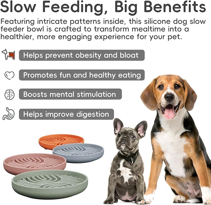 Slow Feeder Dog Bowl, Silicone Puzzle Bowl With Suction Cups for Dogs & Puppies, Anxiety Relief, Slow Eating, Dishwasher Fit, All Breeds, Green