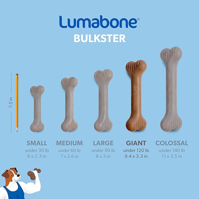 Lumabone Bulkster Durable Chew Toy for Aggressive Chewers, Real Beef, Made in USA, Giant
