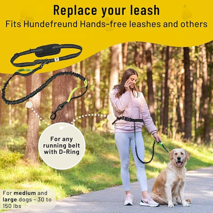 Hundefreund Hands-Free Dog Leash Replacement Bungee (47–67”) – Extension for Medium & Large Dogs – Shock-Absorbing with Dual Handles & Reflective Stitching (Green)