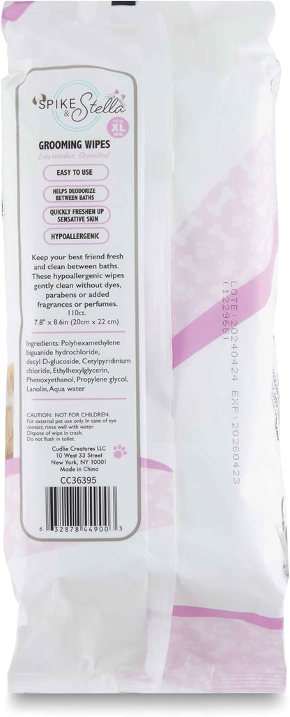 110 Pack Pet Grooming Wipes - Large & Extra-Large Sizes - Lavender, Aloe, & Unscented Variations - Hypoallergenic & Extra Durable - Perfect for Dogs & Cats, 8.6"x7.8"