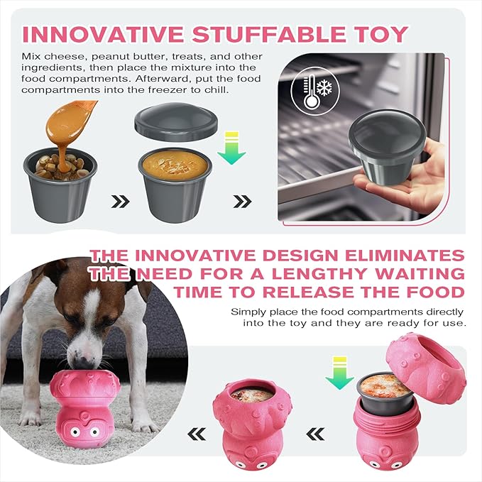 OYR Freeze Bone Dog Toy Interactive Treat Dispensing Chew Toy for Large Aggressive Chewers, Enrichment Puzzle Feeder for Mental Stimulation Reduces Anxiety & Extends Playtime (Pink)