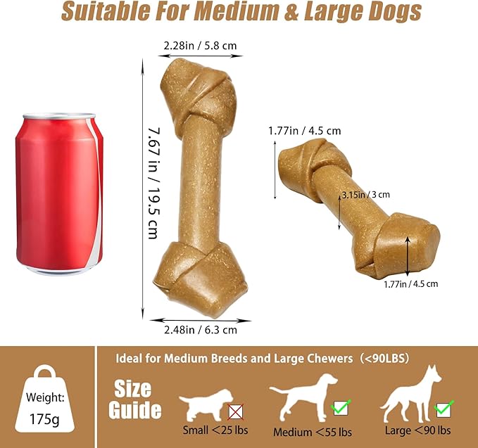 Dog Chew Toys for Aggressive Chewers, Durable Nylon & Wood Teething Toy with Chicken Flavor, Tough Chewing Dog Toys for Large Dogs (Stick)