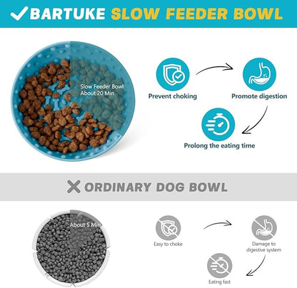Dog Lick Bowl, Slow Feeder Dog Bowl Licking Mat for Small to Large Dogs, BPA-Free Non-Slip Silicone Slow Feeder Treat Dispenser for Anxiety Relief, Freezer & Dishwasher Safe (Cyan, 8.3"x2.6")
