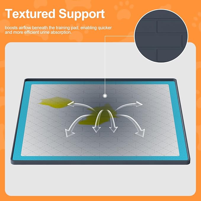 Pee Pad Tray Holder for Dogs,Non-Slip Silicone Dog Puppy Pad Holder,25 x 25 Square Puppy Potty Training Pads,No Spill Raised Lip High Edge,Portable, Leak-Proof Mat Trays for Indoor Floor Protection