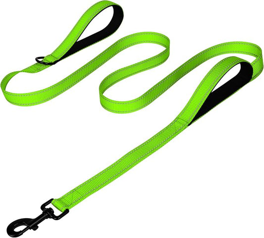 Joytale Dog Leash Heavy Duty for Large Dogs that Pull, Double Handle for Traffic Control, Double-Sided Reflective Leashes for Large Medium Dogs Night Safety, 6FT, Green