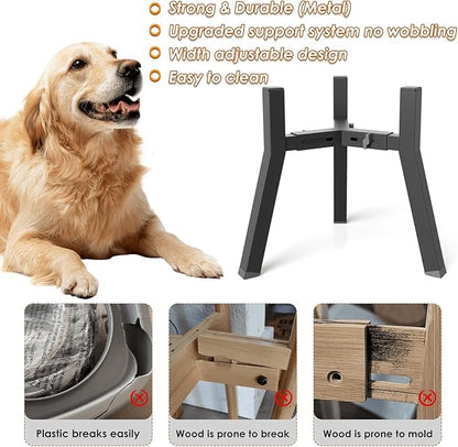 2Pack Elevated Dog Bowl Stand for Large Dogs, Adjustable Width 7-10.6", Raised Food Water Bowl Stand, Bowl NOT Included