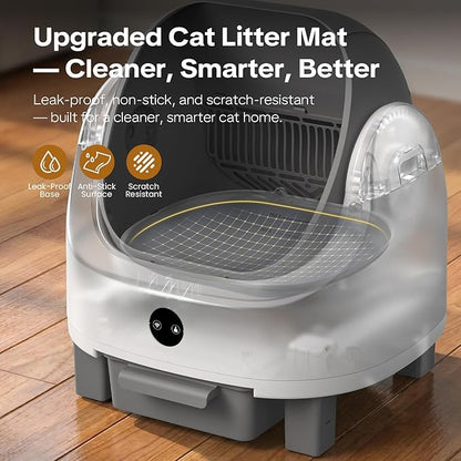 OROLEY Automatic Cat Litter Box, Self-Cleaning Litter Box with APP Monitoring, Extra Large Capacity, Odor Control System, Infrared Safety Protection, Litter Box for Multiple Cats (Gray)