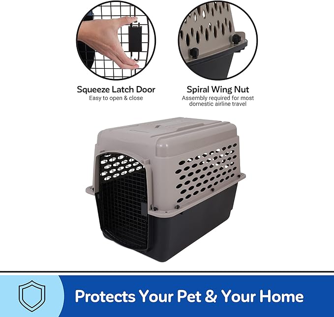 Petmate Vari Dog Kennel - Portable Dog Carriers & Crates for Large Dogs, Airline-Friendly, Durable Plastic, Pet Carrier For Home and Travel, 36 Inches, Taupe and Black