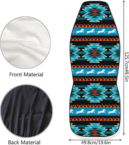 Aztec Southest Stripe Car Seat Covers for Women Men, Turquoise Front Bucket Covers Bottom Seat Cushion Covers, Anti-Slip Seat Protector for SUV Truck Vans Sedans