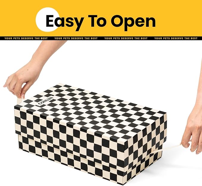 Cat Scratcher Box with 4 Scratching Pads&2 Separate Cardboard Boxes,2-in-1 Cardboard Cat Scratch for Multiple Kitten Interactive Play,Birthdays Holiday Toys Gift,Checkered-Ball Toy