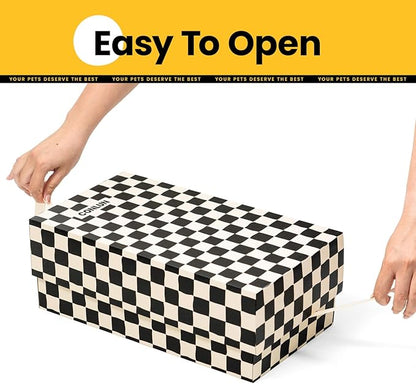 Cat Scratcher Box with 4 Scratching Pads&2 Separate Cardboard Boxes,2-in-1 Cardboard Cat Scratch for Multiple Kitten Interactive Play,Checkered(Ball & Fish Catnip Toy Included)