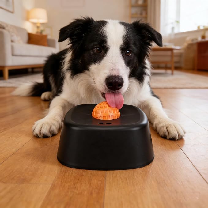 Yosoo Slow Feeder Dog Bowls, Dog Lick Bowl with Slip Resistant Material, Bright Colors, Dishwasher Safe, 6.10x6.10x2.36in, for Yogurt & Purees (Black)