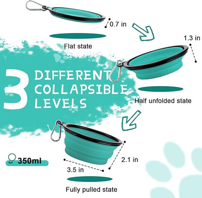 Collapsible Dog Bowls for Travel, 2-Pack Dog Portable Water Bowl for Dogs Cats Pet Foldable Feeding Watering Dish for Traveling Camping with Carabiners, BPA Free (Green&Pink, Small (Pack of 2))