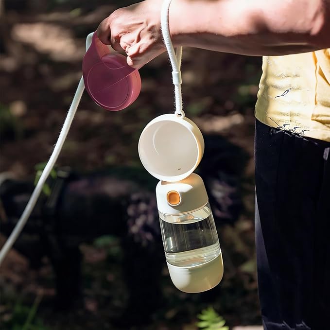 Dog Water Bottle with Food Storage Container & Water Dispenser Leak-Proof Portable Pet Puppy Essentials for Walking, Hiking, Travel