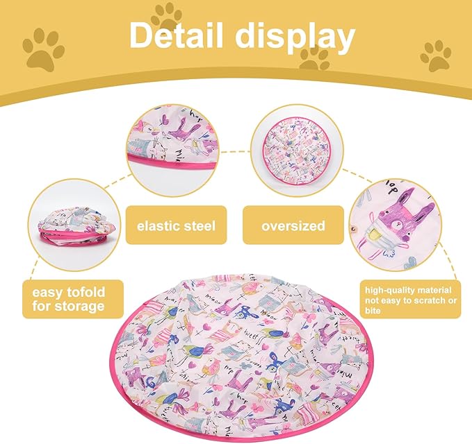 Remote Control Hunting Cat Toy, Rolling Ball Under Cover with Bird Chirp and LED, USB Rechargeable, Interactive Indoor Exercise Toy for Bored and Overweight Cats Mouse Game Pink+Blue
