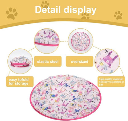 Remote Control Hunting Cat Toy, Rolling Ball Under Cover with Bird Chirp and LED, USB Rechargeable, Interactive Indoor Exercise Toy for Bored and Overweight Cats Mouse Game Pink+Blue