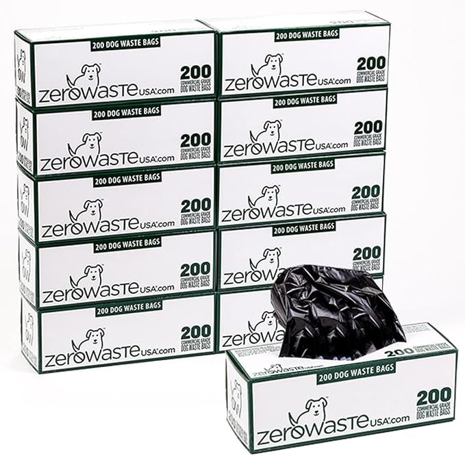Zero Waste USA 2,000 Premium Dog Waste Station Refill Roll Bags - Guaranteed to fit any commercial roll bag dispenser (10 rolls of 200 bags)