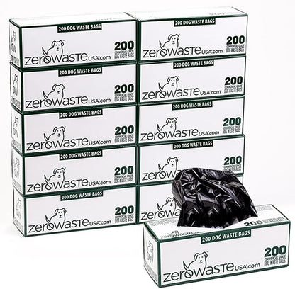 Zero Waste USA 2,000 Premium Dog Waste Station Refill Roll Bags - Guaranteed to fit any commercial roll bag dispenser (10 rolls of 200 bags)