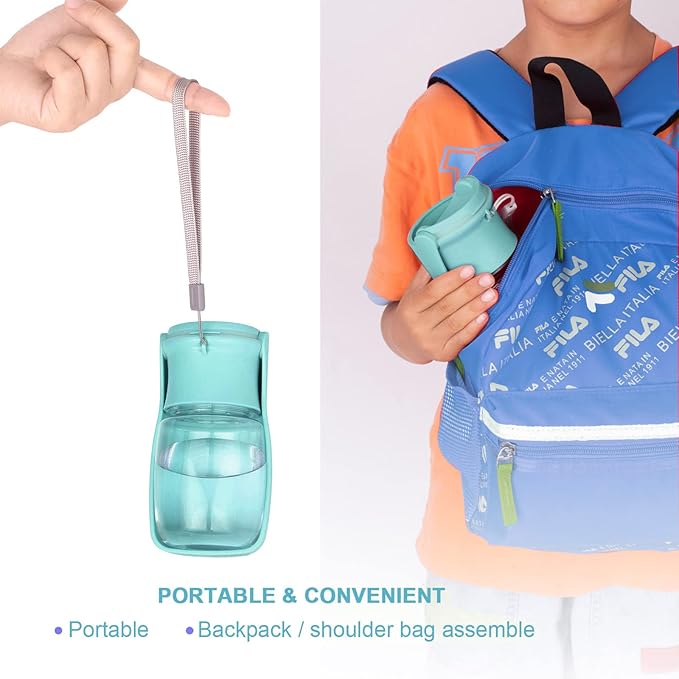 Foldable Dog Water Bottle, 2in1 Portable Leak Proof Puppy Drinking Bottle Dispenser for Puppy Small Medium Large Dogs, Dishwasher Safe Pet Accessories for Outdoor Traveling (Blue,12oz)