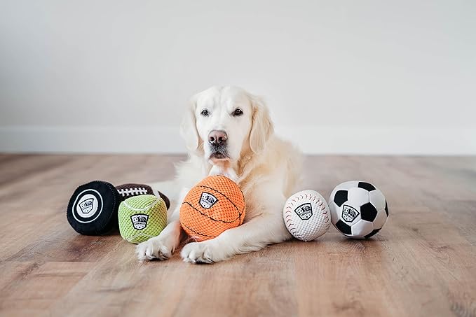 ZippyPaws SportsBallz - Dog Squeaky Toys to Keep Them Busy, Funny Plush for Small, Medium, & Large Dogs, Cute Stuffed Puppy Toy, Pet Products, Gift for All Breeds, Interactive Squeaker - Soccer Ball