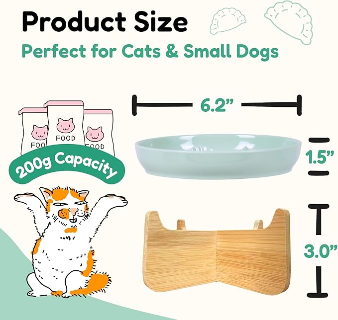 Slow Feeder Cat Bowl with Stand - Unbreakable Elevated Slow Feeder Bowl for Cats - Melamine Puzzle Raised Cat Food Bowl - Whisker Friendly & Wet & Dry Food- Dishwasher Safe & Non Slip (Green