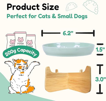 Slow Feeder Cat Bowl with Stand - Unbreakable Elevated Slow Feeder Bowl for Cats - Melamine Puzzle Raised Cat Food Bowl - Whisker Friendly & Wet & Dry Food- Dishwasher Safe & Non Slip (Green