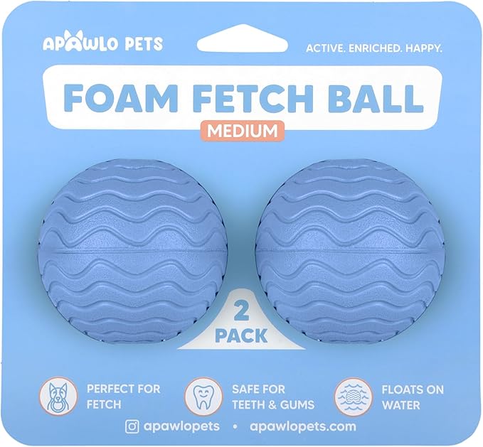 Foam Fetch Ball for Dogs – Durable EVA Foam Dog Ball, Interactive Chew Toy for Dogs, Lightweight Floating Ball for Water, Pool & Outdoor Fetch Games (Blue, Medium)