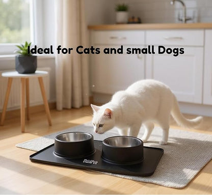 BoldPet® Dog Food and Water Bowl Set - Food Grade,Non-Slip Design Silicone Mat - Includes 2 Removable Stainless Steel Dog Bowls for Small Dogs - Perfect Puppy Bowls Set - Pet Bowls for Dogs and Cats