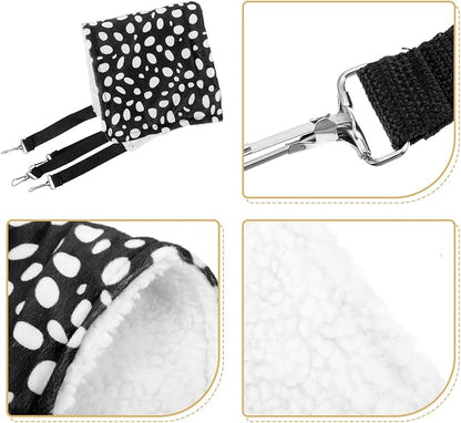 UPKOCH Double-Sided Hanging Cat Hammock with Breathable Fabric, Medium 35x35cm Pet Sleeping Bed for Indoor Use, Black and White Pattern Design
